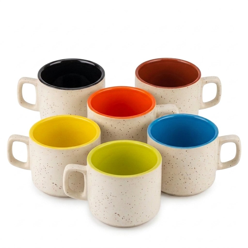 Speckled Ceramic Coffee Cup Set (Carton of 6 Same Color Cups)