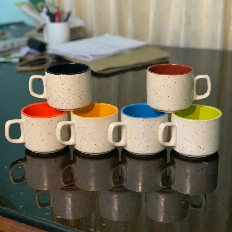 Speckled Ceramic Coffee Cup Set (Carton of 6 Same Color Cups)