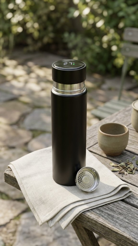 Digital Temperature Display Water Bottle with Infuser