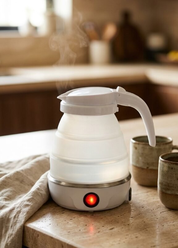 Portable Collapsible Travel Electric Kettle - Compact Silicone Body