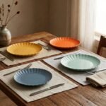 Fluted Plastic Serving Plates Set of 4 | Colourful Scalloped Plates | ₹289