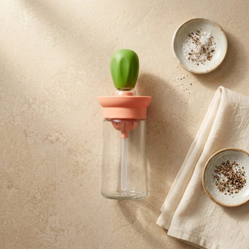 2-in-1 Quantitative Silica Gel Oil Dispenser with Basting Brush Head - 180ml