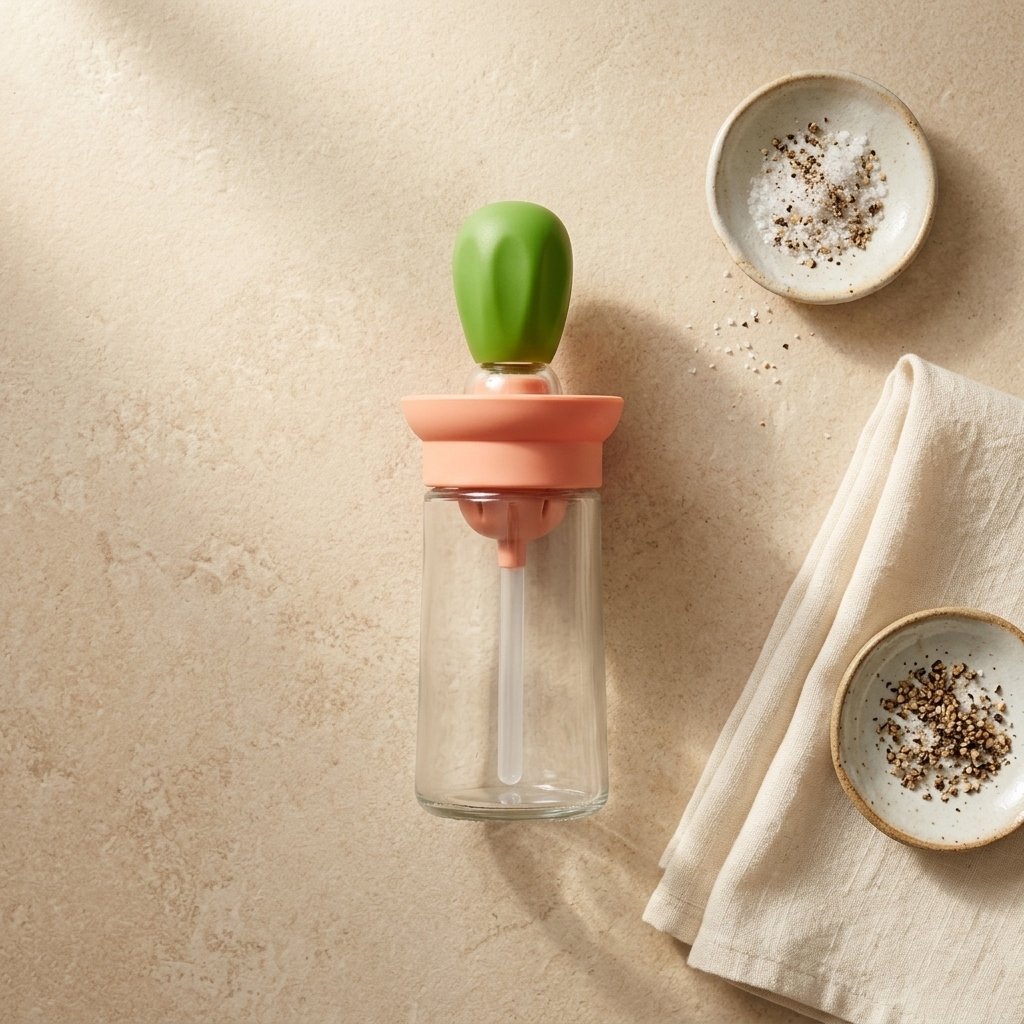 2-in-1 Quantitative Silica Gel Oil Dispenser with Basting Brush Head - 180ml